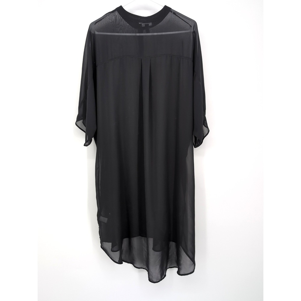 Torrid Kimono Cardigan Black Sheer Button Up Women's Size 0 - Picture 4 of 5
